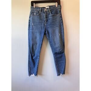 LOFT High Waist Skinny Fray Jeans